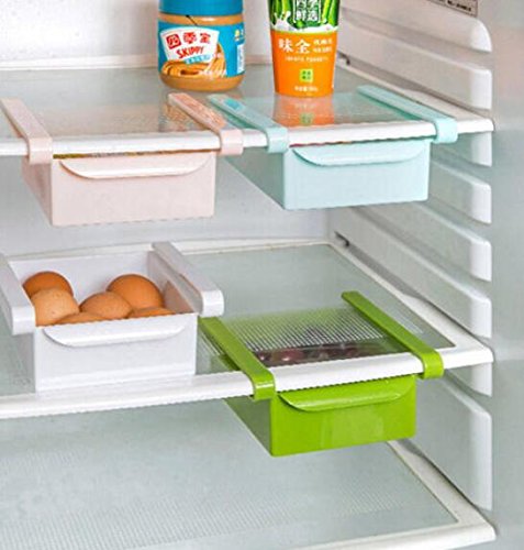 Bluelover Cocina Plástico Nevera Nevera Rack de almacenamiento Congelador Estante Holder Cocina Organización Blanca