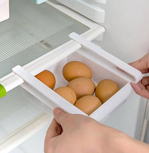 Bluelover Cocina Plástico Nevera Nevera Rack de almacenamiento Congelador Estante Holder Cocina Organización Blanca