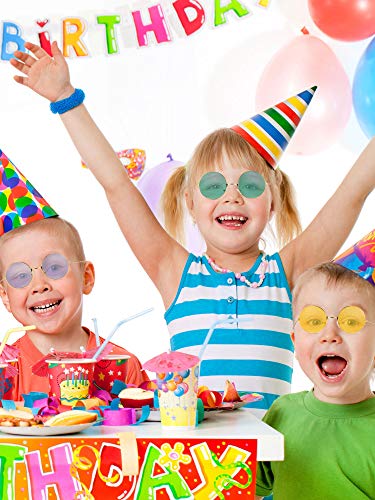 Blulu 10 Pares de Gafas de Sol de Hippies Redondas John de los Años de 1960 Gafas de Colores (Marco Dorado Plateado)