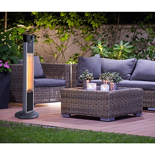 Blumfeldt Heat Guru Estufa por Infrarrojos - Calefactor de pie, Radiador, Calefactor, Alto Rendimiento, MAX 2000 W, 3 Niveles, Eficiente, IP34, Mando, Plata