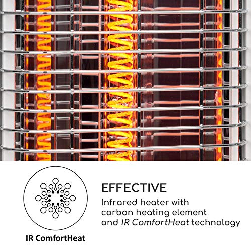 blumfeldt Heat Guru Plus In & out - Calefactor, Interiores/Exteriores, Infrarrojos, Calentador de Carbono, Potencia de 1.200 W, 3 Niveles, Temporizador, Protección IP65, Mando a Distancia, Blanco