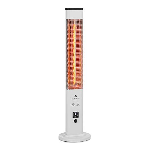 blumfeldt Heat Guru Plus In & out - Calefactor, Interiores/Exteriores, Infrarrojos, Calentador de Carbono, Potencia de 1.200 W, 3 Niveles, Temporizador, Protección IP65, Mando a Distancia, Blanco