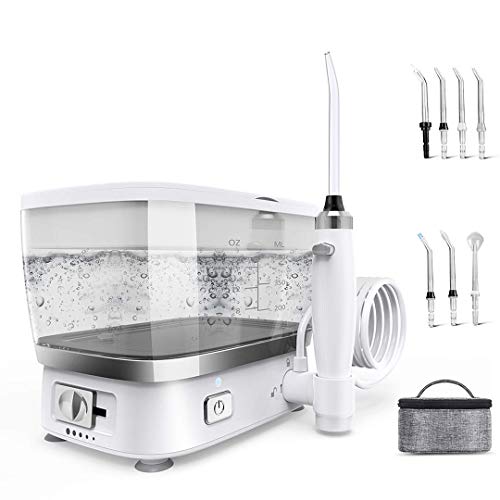 Blusmart Irrigador Bucal Portatil 500ML, Irrigador Dental Professional con 7 Boquillas 5 Modos, Multifuncional Recargable, IPX7 Impermeable para Ortodoncia, Placa, Implantes Limpieza en Casa/Viaje