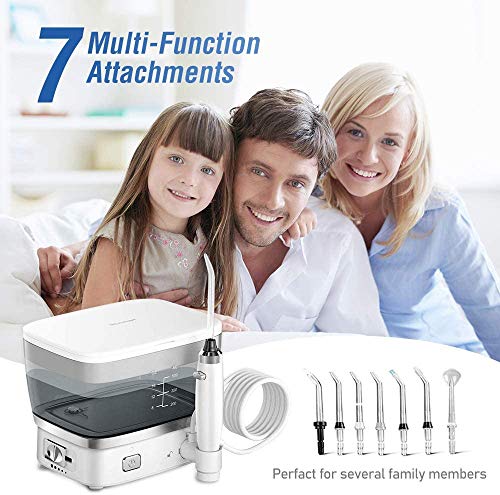 Blusmart Irrigador Bucal Portatil 500ML, Irrigador Dental Professional con 7 Boquillas 5 Modos, Multifuncional Recargable, IPX7 Impermeable para Ortodoncia, Placa, Implantes Limpieza en Casa/Viaje
