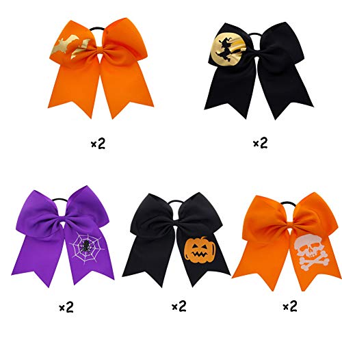 Bmakup 10 Piezas Calavera Calabaza Gomas de Pelo Ligas para el Cabello Trenzas Peinados para Niñas Bebe Accesorios Pelo Halloween,10