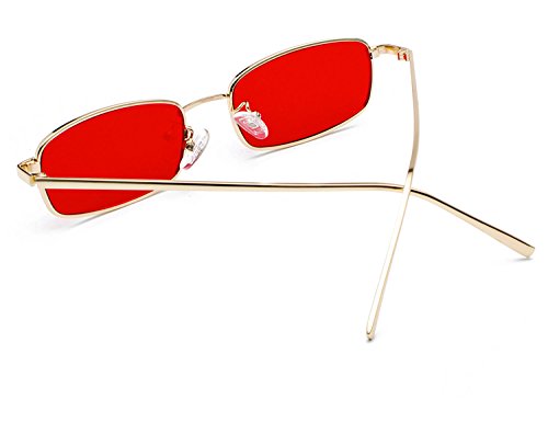 Bmeigo Gafas de Sol Mujer Vintage Retro Rectangulares metálico Lentes Unisex Moda Gafas UV400 Protección ligero