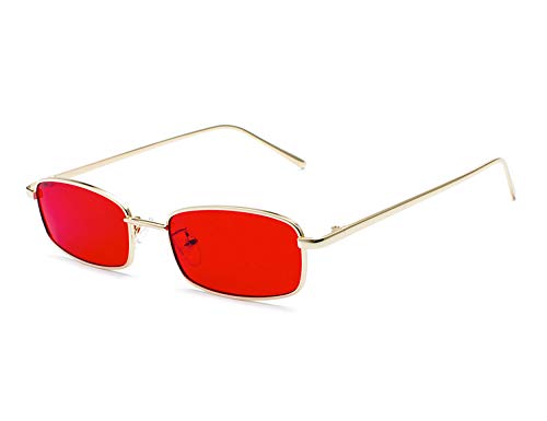 Bmeigo Gafas de Sol Mujer Vintage Retro Rectangulares metálico Lentes Unisex Moda Gafas UV400 Protección ligero