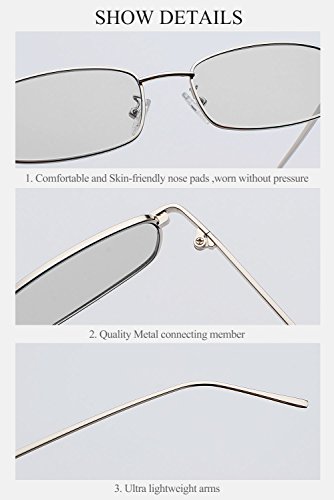 Bmeigo Gafas de Sol Mujer Vintage Retro Rectangulares metálico Lentes Unisex Moda Gafas UV400 Protección ligero