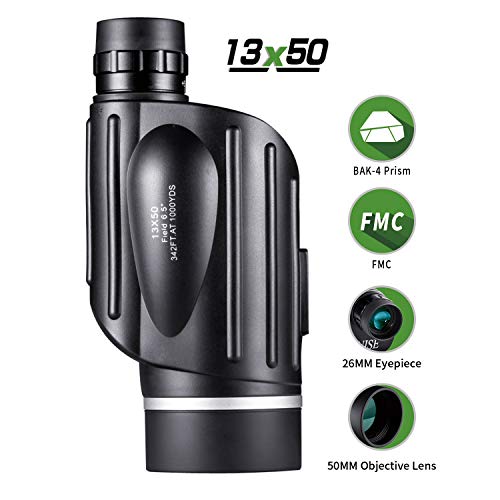 BNISE Monocular de gran Potencia 13X50, visión Luminoso y claro, Observación simple con una sola mano, Resistente al agua, antiniebla, Observación de aves o fauna silvestre, con medidor de distancia