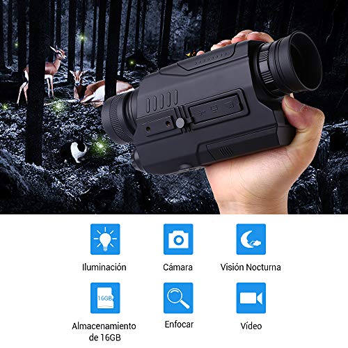 BOBLOV Monocular de Visión Nocturna Infrarrojos 5x32 Alcance Óptico Digital Telescopios Monoculares con 16 GB Tarjeta
