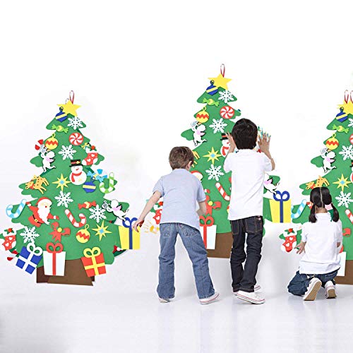 Bodosac Juego de árboles de Navidad de Fieltro de 3.5 pies con Adornos 32 Piezas de Bricolaje decoración de Pared Desmontable para niños decoración de Navidad