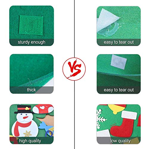Bodosac Juego de árboles de Navidad de Fieltro de 3.5 pies con Adornos 32 Piezas de Bricolaje decoración de Pared Desmontable para niños decoración de Navidad