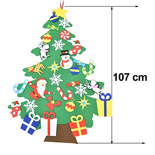 Bodosac Juego de árboles de Navidad de Fieltro de 3.5 pies con Adornos 32 Piezas de Bricolaje decoración de Pared Desmontable para niños decoración de Navidad