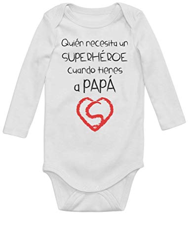 Body de Manga Larga para bebé - Papá Super Héroe 0-3 Mes Blanco