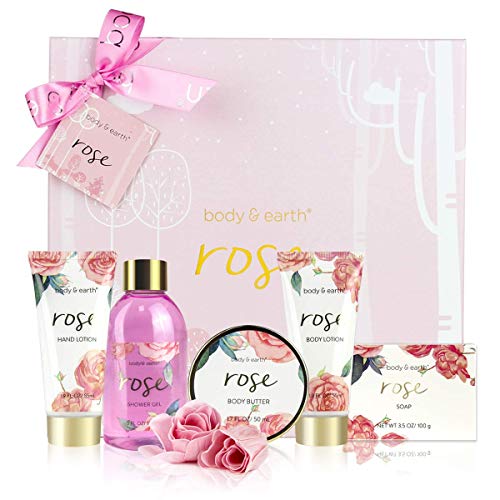 Body & Earth Set de Regalo de Baño para Mujer - Set de Baño y Ducha con 6 Piezas, Incluye Gel de Ducha, Manteca Corporal, Crema de Manos, Loción Corporal, Regalo Perfecto para Mujer para Spa Relajante