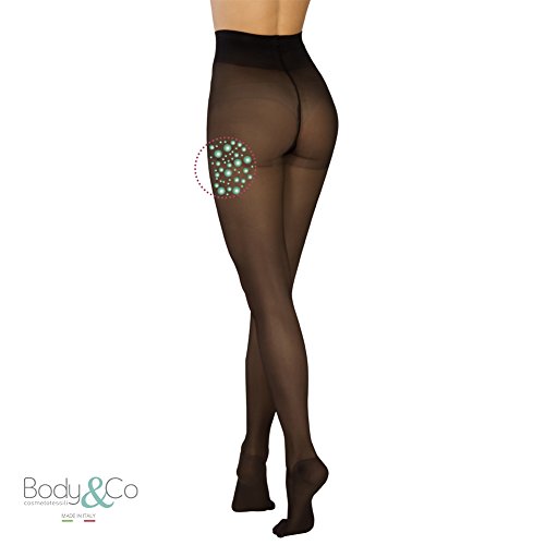 Body&Co medias de compresión graduadas de 70 denier con microcápsulas de cafeína (NEGRO, S/M)