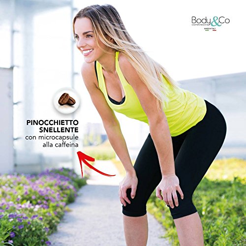 Body&Co Pinocchietto Deportivo con microcápsulas de cafeína Anti-Celulitis Anti-cansancioquema Grasas reafirmante (Negro, L/XL)
