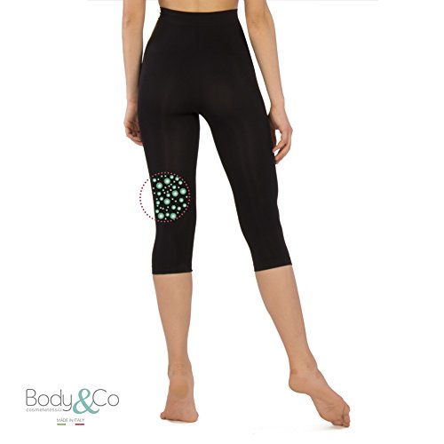 Body&Co Pinocchietto Deportivo con microcápsulas de cafeína Anti-Celulitis Anti-cansancioquema Grasas reafirmante (Negro, L/XL)