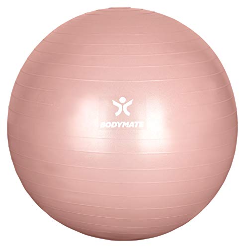 BODYMATE Pelota de Ejercicio para Fitnes | con bombín y Libro electrónico | Sistema Antideslizante