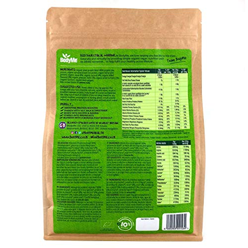 BodyMe Mezcla de Proteina Vegana Organica en Polvo | Crudo Cacao Coco | 1kg | Sin Edulcorante | Baja Carb | Sin Gluten | 3 Proteinas Veganas | 21g Proteina Vegetal Completa | Aminoacidos Esenciales