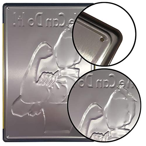 BOEMY Chapa Feminista We Can Do It | Poster Vintage Metálico con Relieve y Rígido | Cartel Feminista Retro | Medidas 20x30 cm.