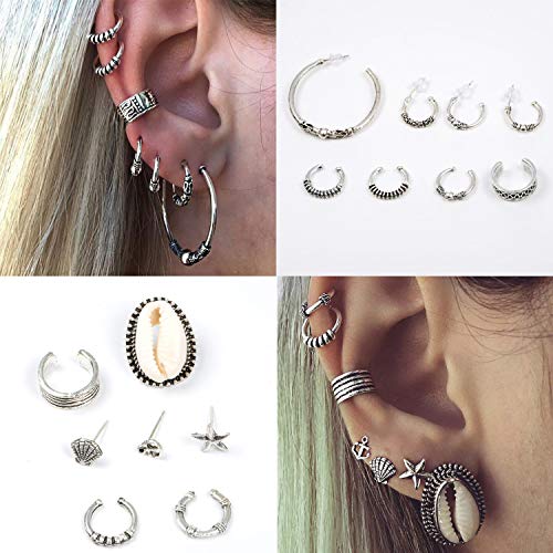 Boho Pendiente Set, Comius 9 Pares Punk Vintage Punk Pendiente Mujer Joyería, Pendientes Bohemios Exagerados Vortex Gear Pendientes para Mujeres y Niñas