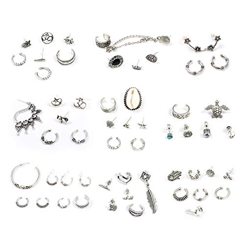 Boho Pendiente Set, Comius 9 Pares Punk Vintage Punk Pendiente Mujer Joyería, Pendientes Bohemios Exagerados Vortex Gear Pendientes para Mujeres y Niñas