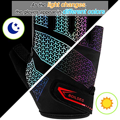 boildeg Guantes de Ciclismo de Bicicleta Guantes de Bicicleta de Carretera de Medio-Dedo para Hombres Mujeres Acolchado Antideslizante Transpirable (Black, XL)