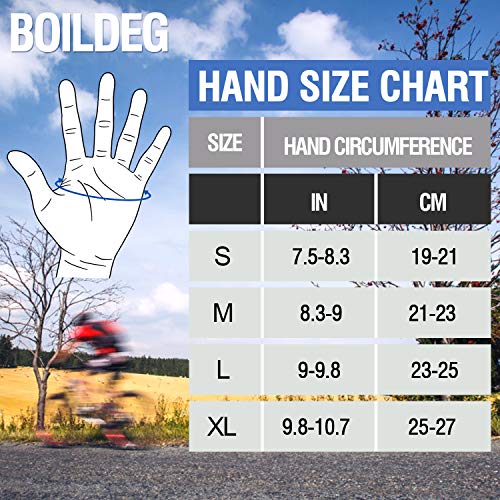 boildeg Guantes de Ciclismo de Bicicleta Guantes de Bicicleta de Carretera de Medio-Dedo para Hombres Mujeres Acolchado Antideslizante Transpirable (Black, XL)