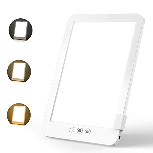 Bojim Lámpara de luz diurna 10000 Lux, Lampara Luminoterapia Sin Rayos UV Con 3 Colores, atenuación continua, Lámpara de terapia de luz con función de memoria, para SAD/depresión/trastorno del sueñ