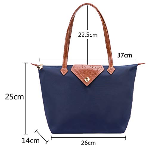 Bojly Bolso de las mujeres, bolso de hombro Bolsos para las mujeres Diamante Nylon Tote Bag Ladies Shopping Plegable Tote Bolsa de viaje de playa Impermeable Casual Azul Pequeña