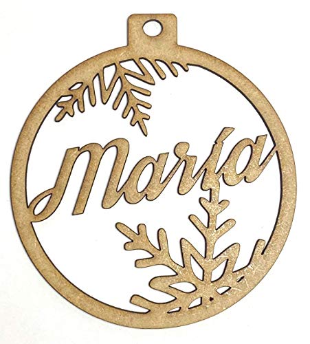 Bola de Navidad personalizada con nombre. 100% en madera MDF. Diseñado, vendido y enviado por VPM Original. 100% Producto español.