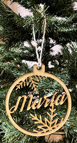 Bola de Navidad personalizada con nombre. 100% en madera MDF. Diseñado, vendido y enviado por VPM Original. 100% Producto español.