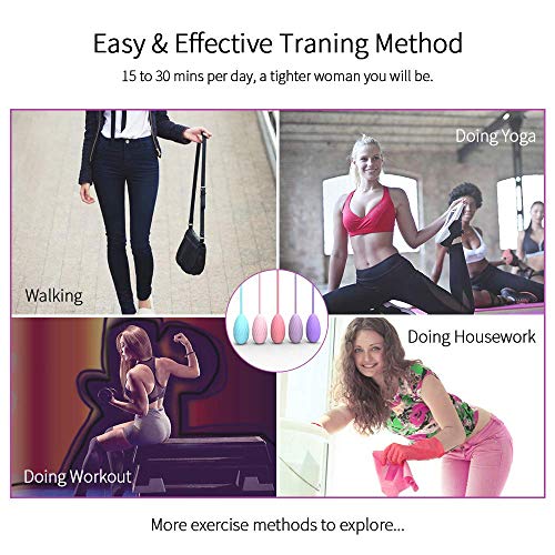 Bolas de ejercicio Kegel para mujeres para entrenamiento de control de la vejiga y ejercicio de los músculos del piso pélvico, Bolas de entrenamiento de estiramiento vaginal de silicona (juego de 5)