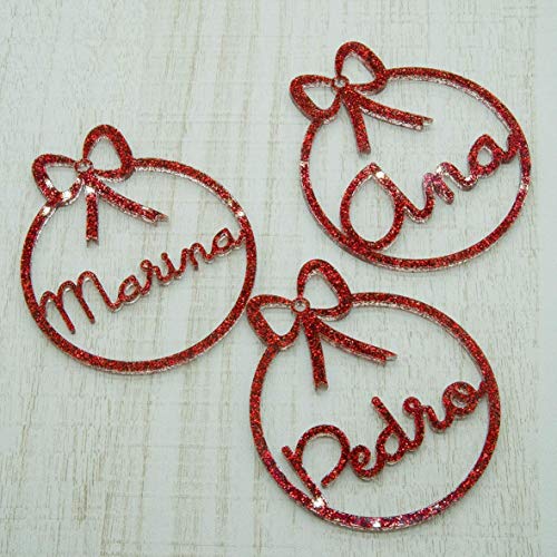 Bolas de navidad con purpurina personalizadas Adornos navideños Ornamento esferas Decoraciones colgantes de Navidad para el árbol de Navidad