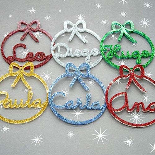 Bolas de navidad con purpurina personalizadas Adornos navideños Ornamento esferas Decoraciones colgantes de Navidad para el árbol de Navidad