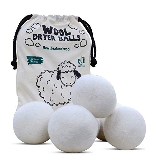 Bolas para secadora de lana sin blanquear, tamaño XL, 6 unidades – Suavizante natural reutilizable – Bolas de lana de fieltro – Ahorra tiempo de secado y reduce las arrugas, suavizante de ropa