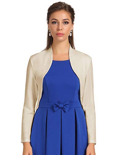 Bolero Elegante Mujer Fiesta Torera Talla Grande Mangas Largas Joven Chaqueta Corta Boda Formal 2XL