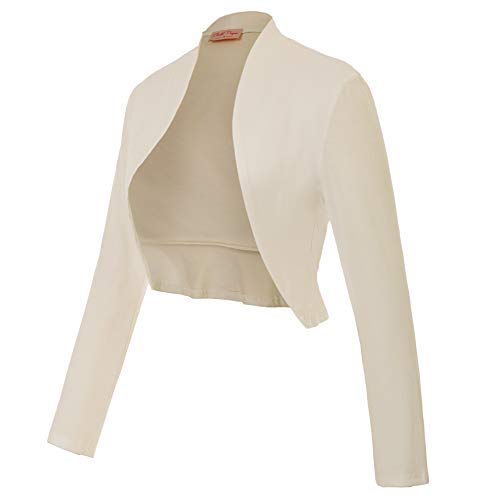Bolero Elegante Mujer Fiesta Torera Talla Grande Mangas Largas Joven Chaqueta Corta Boda Formal 2XL