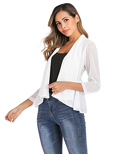 Bolero Mujer Blazer Corto Chaqueta básica Chaqueta de Noche de Gasa Chaleco 3/4 Mangas Elegante