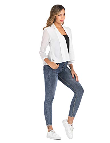 Bolero Mujer Blazer Corto Chaqueta básica Chaqueta de Noche de Gasa Chaleco 3/4 Mangas Elegante