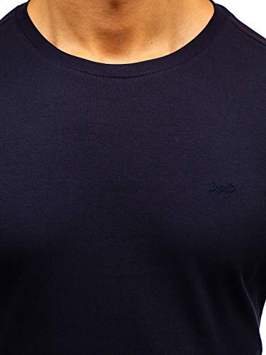 BOLF Hombre Camiseta Básica de Manga Larga Escote Redondo Estilo Diario RWX 145359 Azul Oscuro M [1A1]