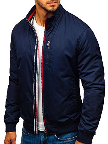 BOLF Hombre Chaqueta de Entretiempo Cierre de Cremallera Cuello Elevado Estilo Diario Extreme 1907 Azul Oscuro M [4D4]