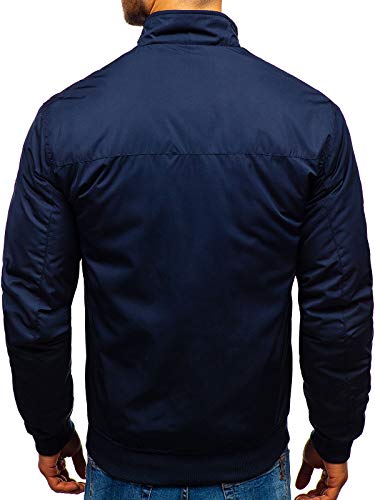 BOLF Hombre Chaqueta de Entretiempo Cierre de Cremallera Cuello Elevado Estilo Diario Extreme 1907 Azul Oscuro M [4D4]