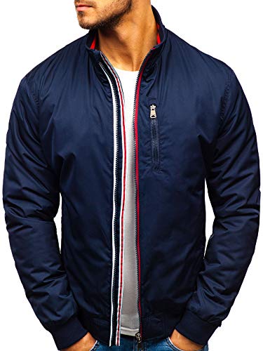 BOLF Hombre Chaqueta de Entretiempo Cierre de Cremallera Cuello Elevado Estilo Diario Extreme 1907 Azul Oscuro M [4D4]