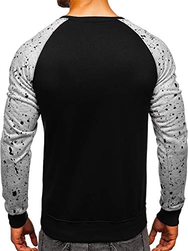 BOLF Hombre Sudadera Cerrada sin Capucha Impresión Escote Redondo Estilo Deportivo J.Style DD07 Negro M [1A1]