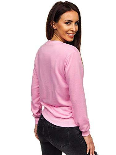 BOLF Mujer Sudadera Básica Cerrada Pulóver Sudadera de Algodón Estilo Casual J.Style WB1001 Rosa XXL [A1A]