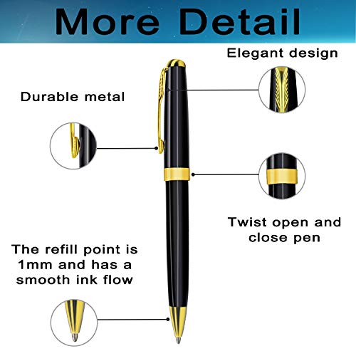 Bolígrafo retráctil con grabado personalizado para hombre, tinta negra, color dorado y negro