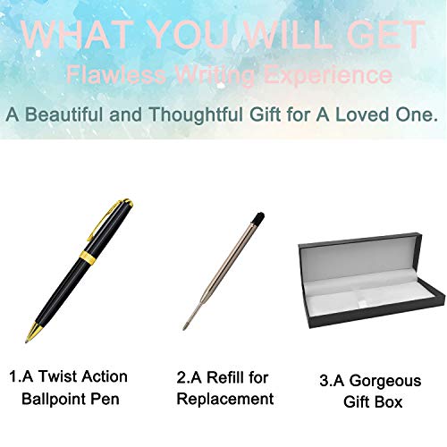 Bolígrafo retráctil con grabado personalizado para hombre, tinta negra, color dorado y negro