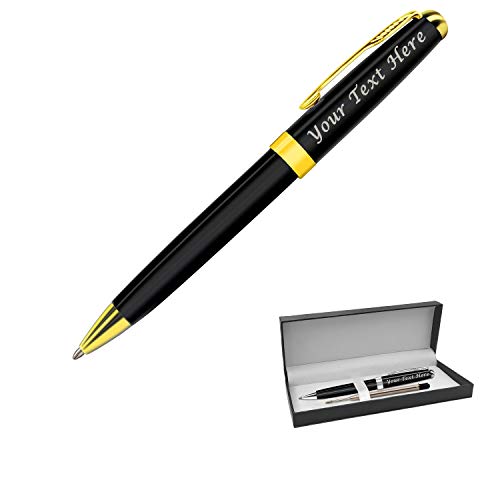 Bolígrafo retráctil con grabado personalizado para hombre, tinta negra, color dorado y negro